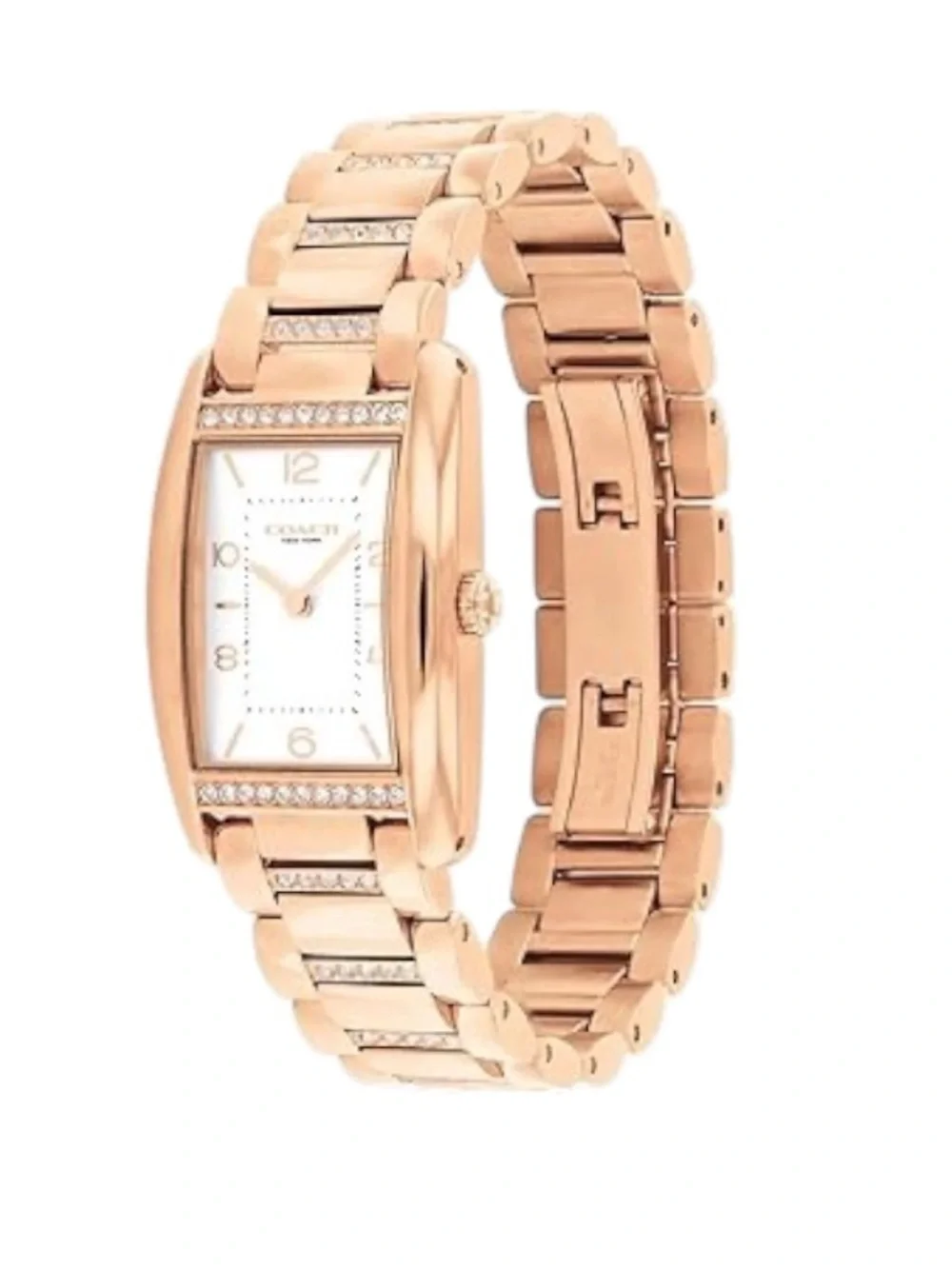 Coach Reese Women's Watch - 2H Quartz Tank Watch with Crystal-Set Link Bracelet